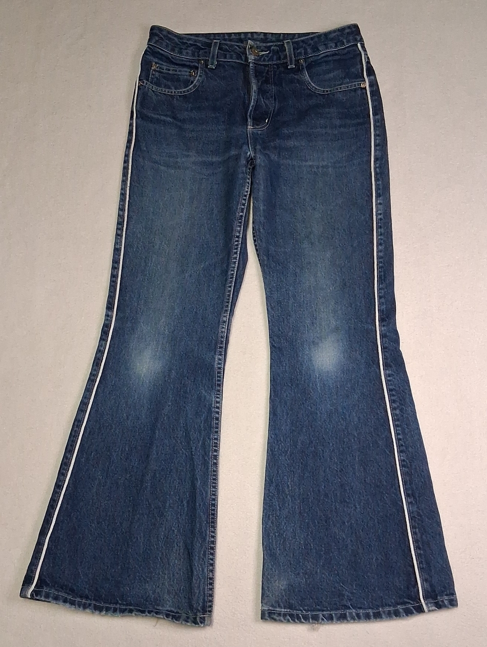 Midnight Blue Flare Jeans with Side Piping